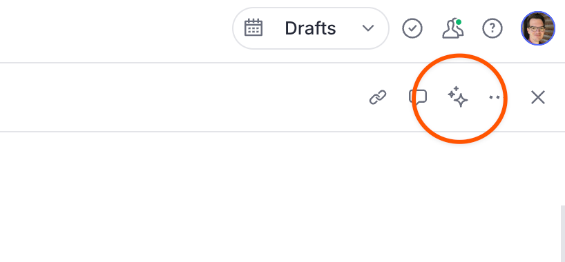 select the sparkle AI assist icon
