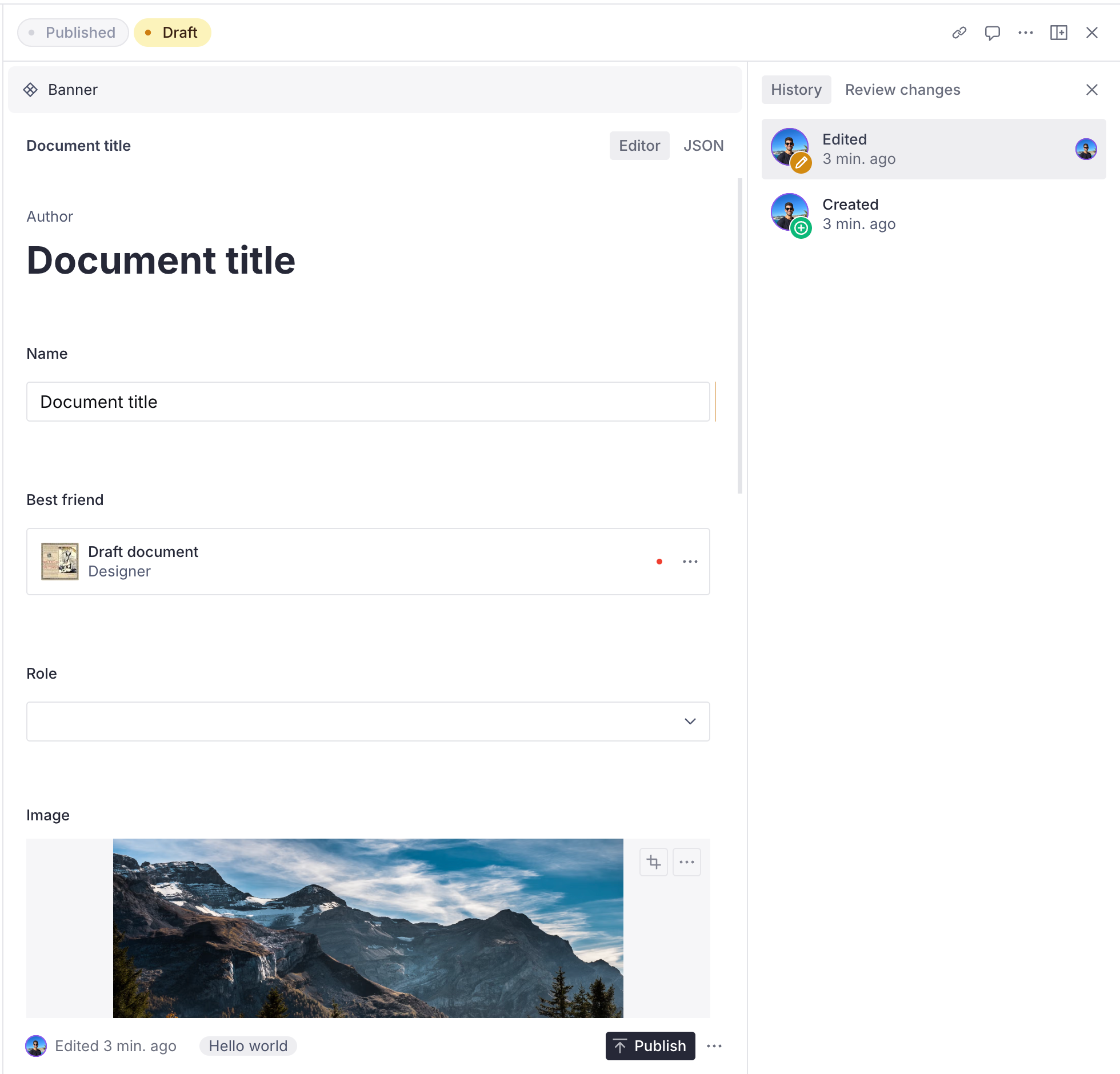 Document panel updates