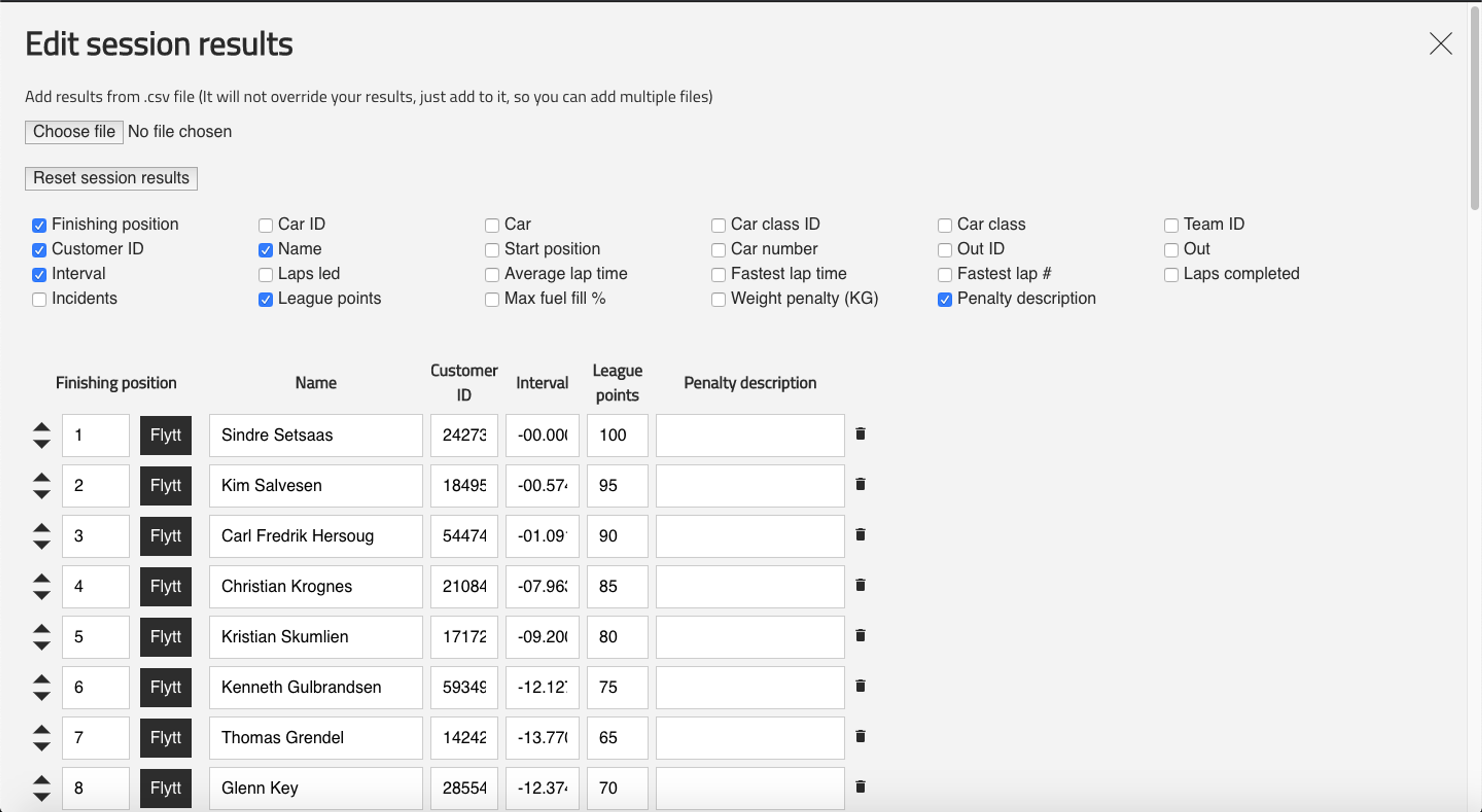 A custom tool for importing results from a CSV file
