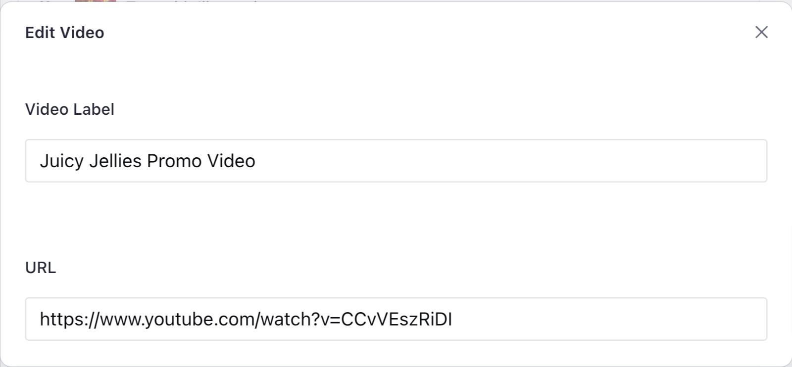 Sanity user interface for video content module.