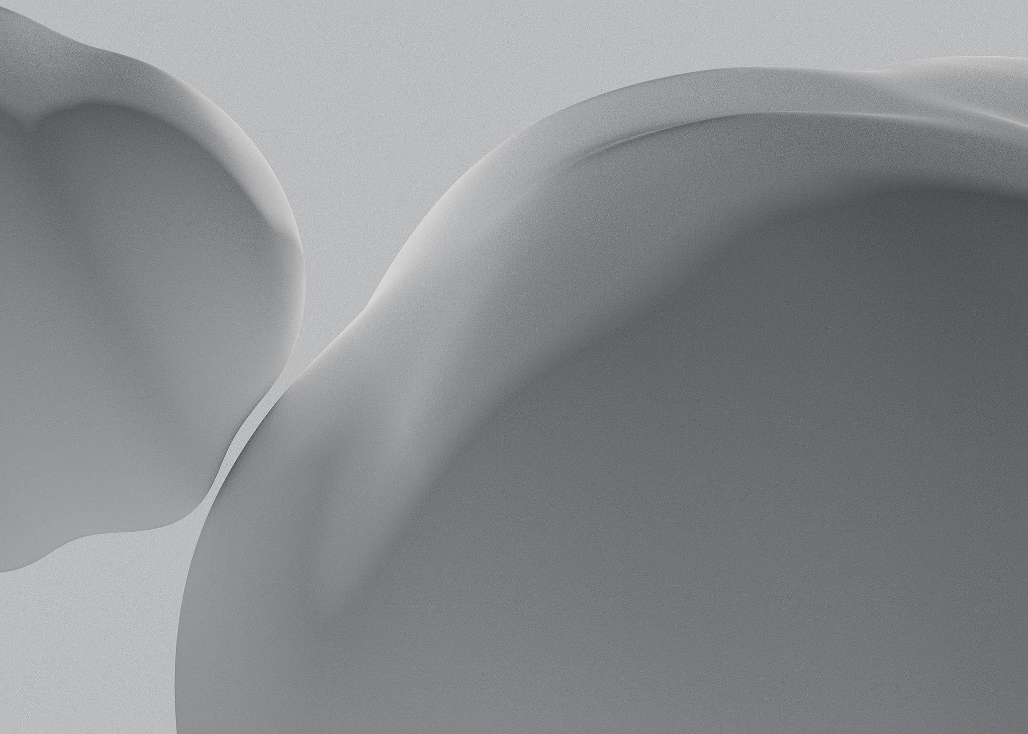 Abstract image of two soft, undulating grey forms with subtle lighting.