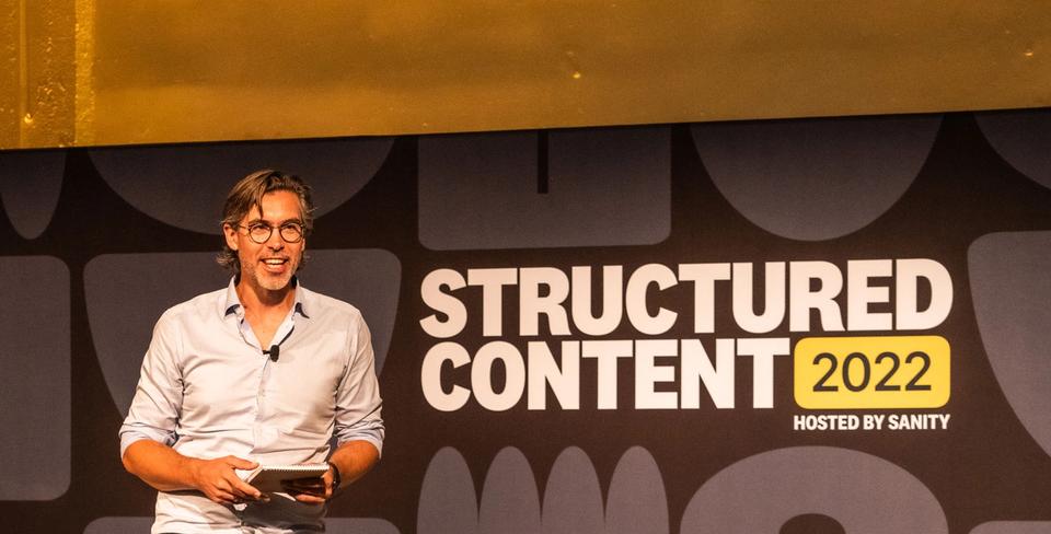 Sanity CEO Magnus Hillsted on stage at Structured Content 2022