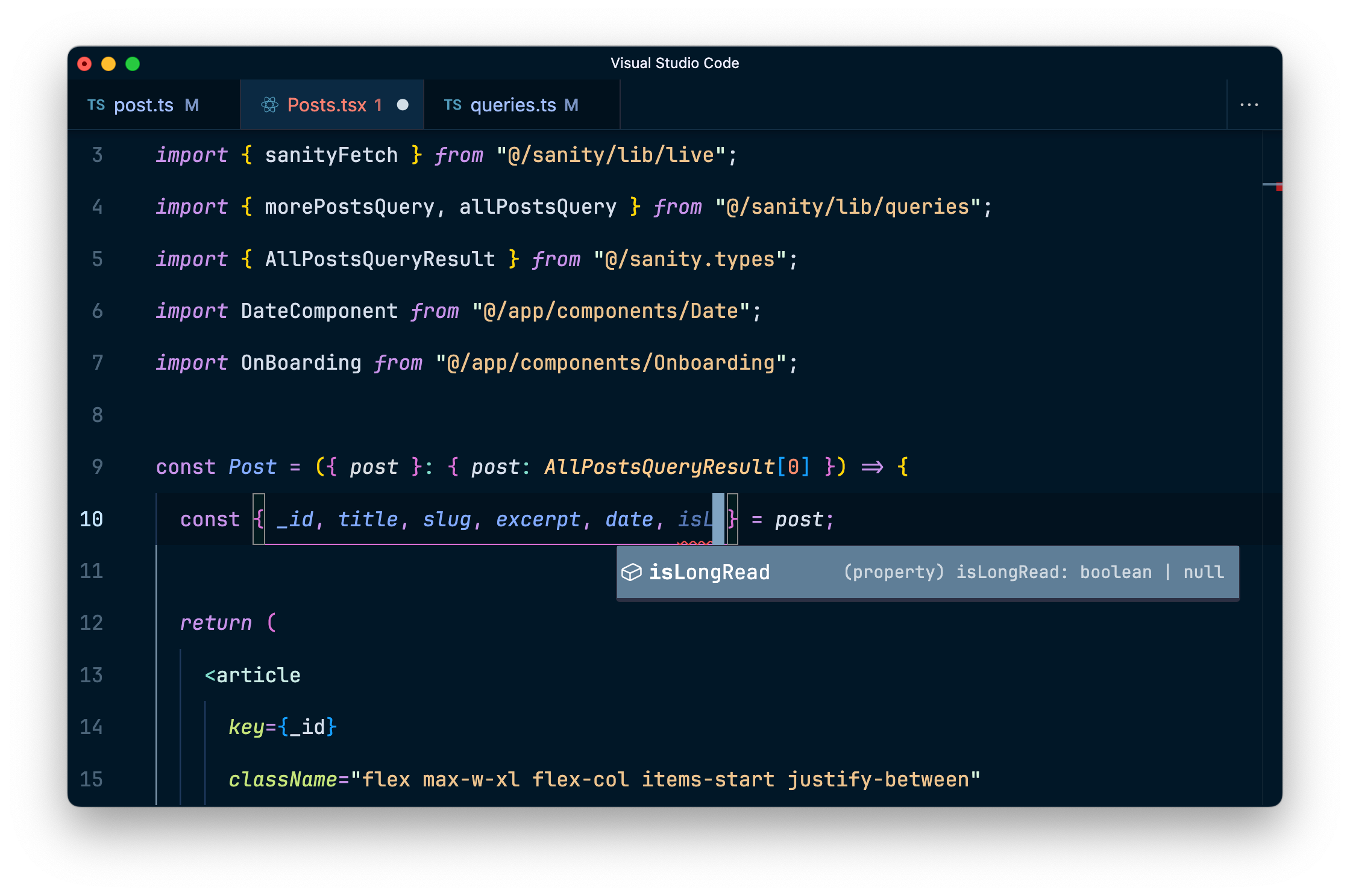 Code demonstrating accessing an attribute from an object with TypeScript