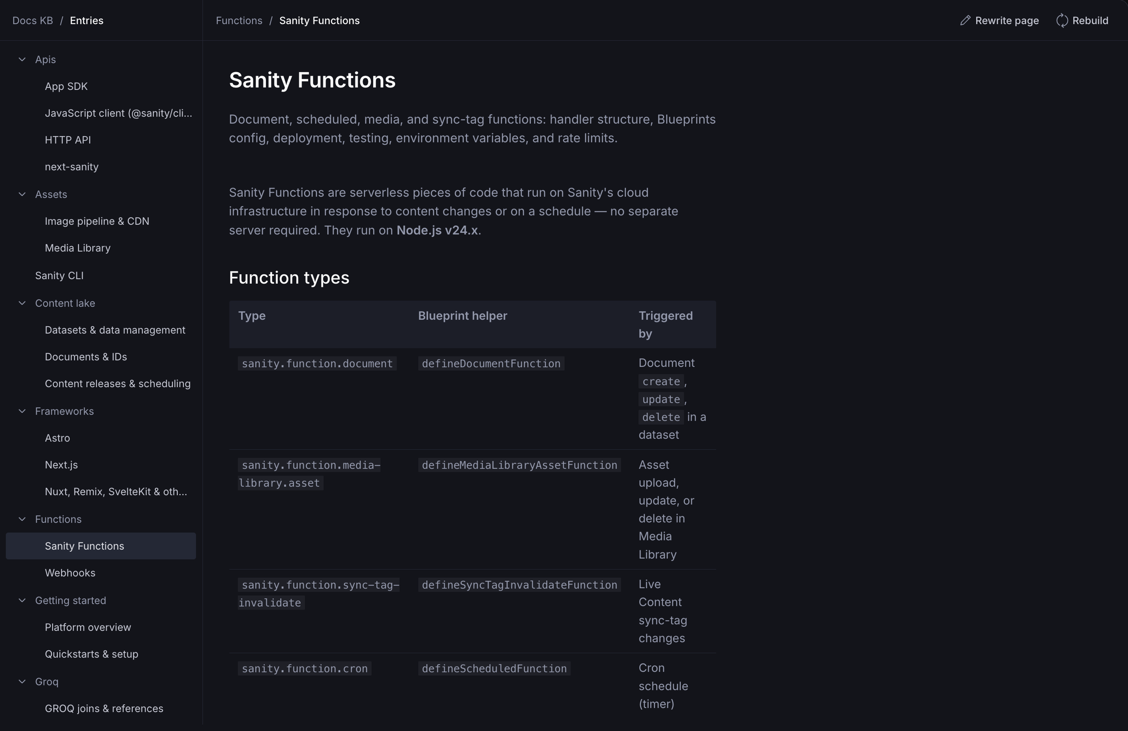 A screenshot of entries from a knowledge base, showing the entries structure and the contents of a single entry.