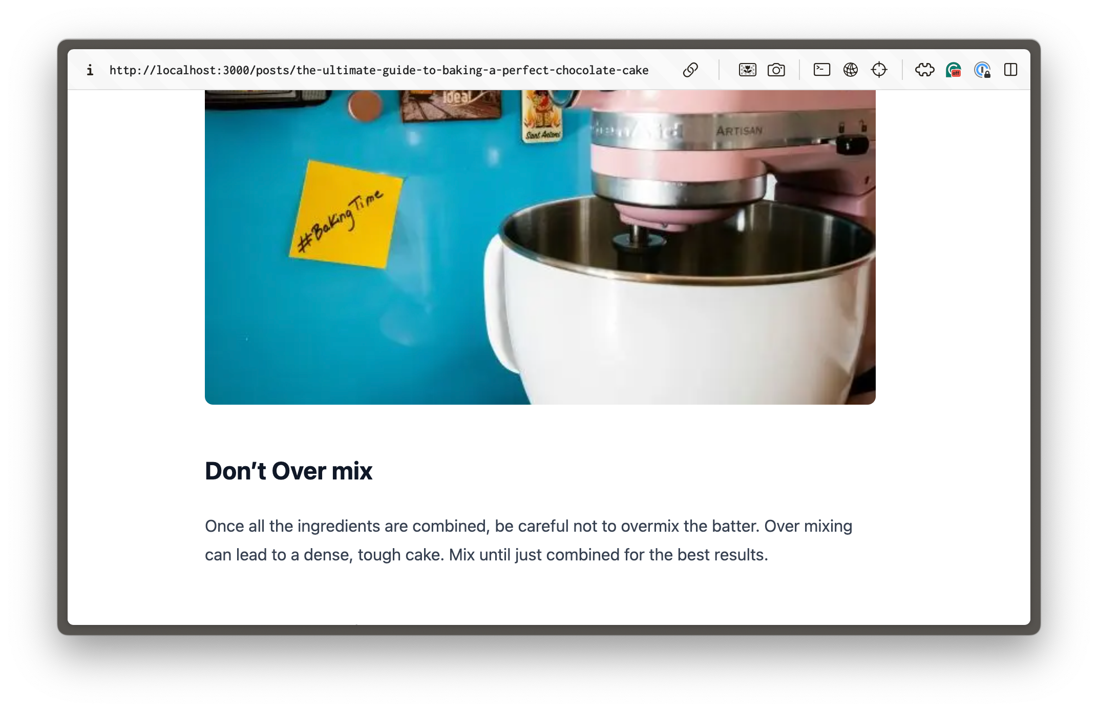 Blog post web page showing image of a stand mixer