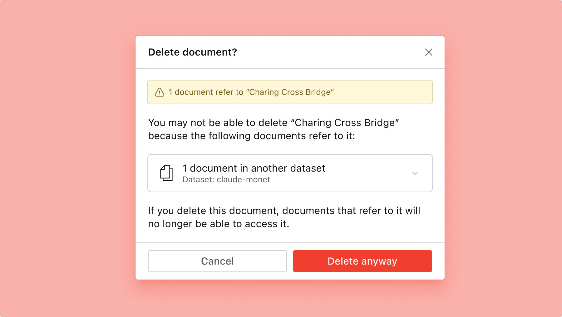 Shows warning dialog