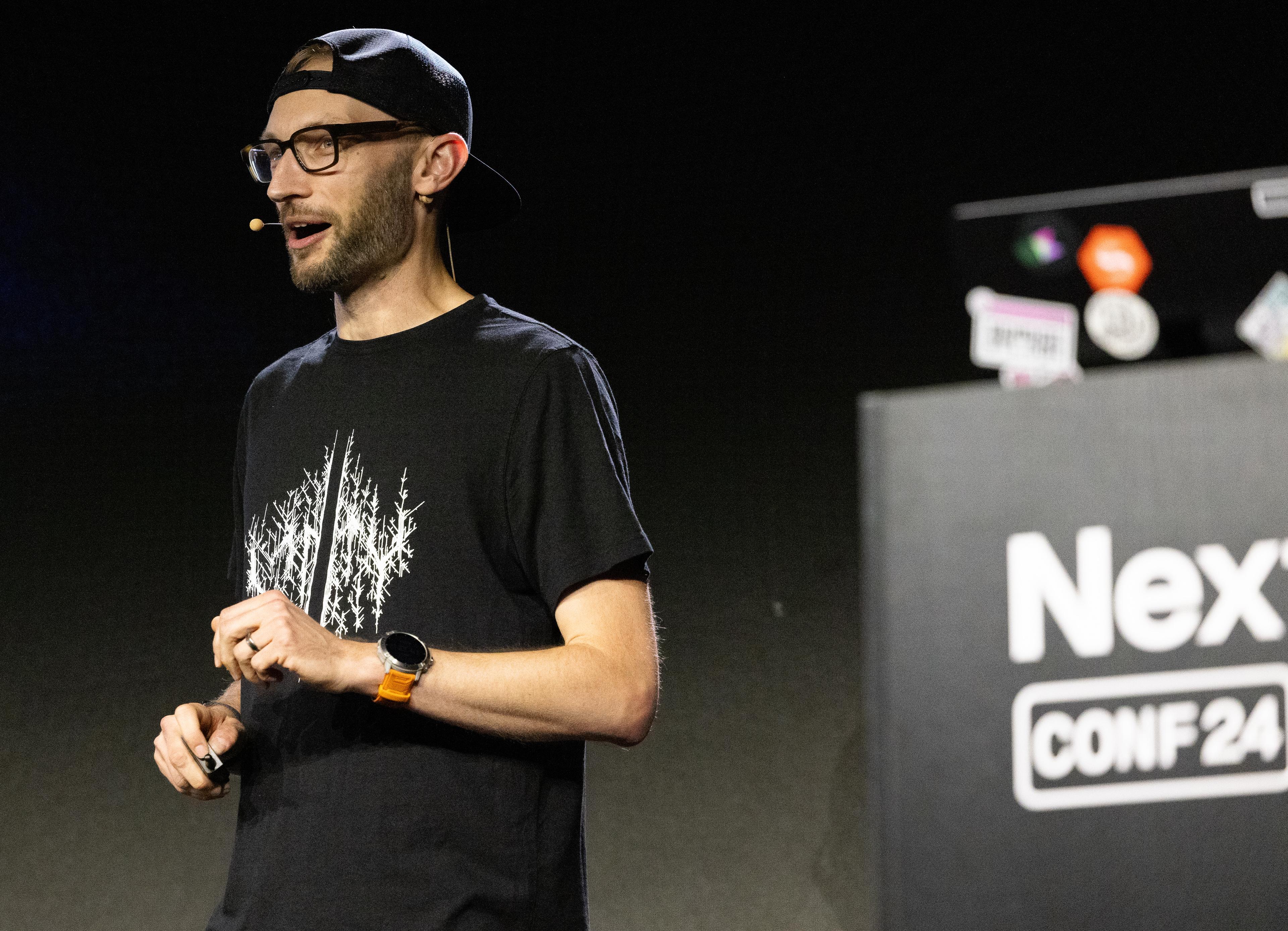 Simeon Griggs speaking at Next.js conf