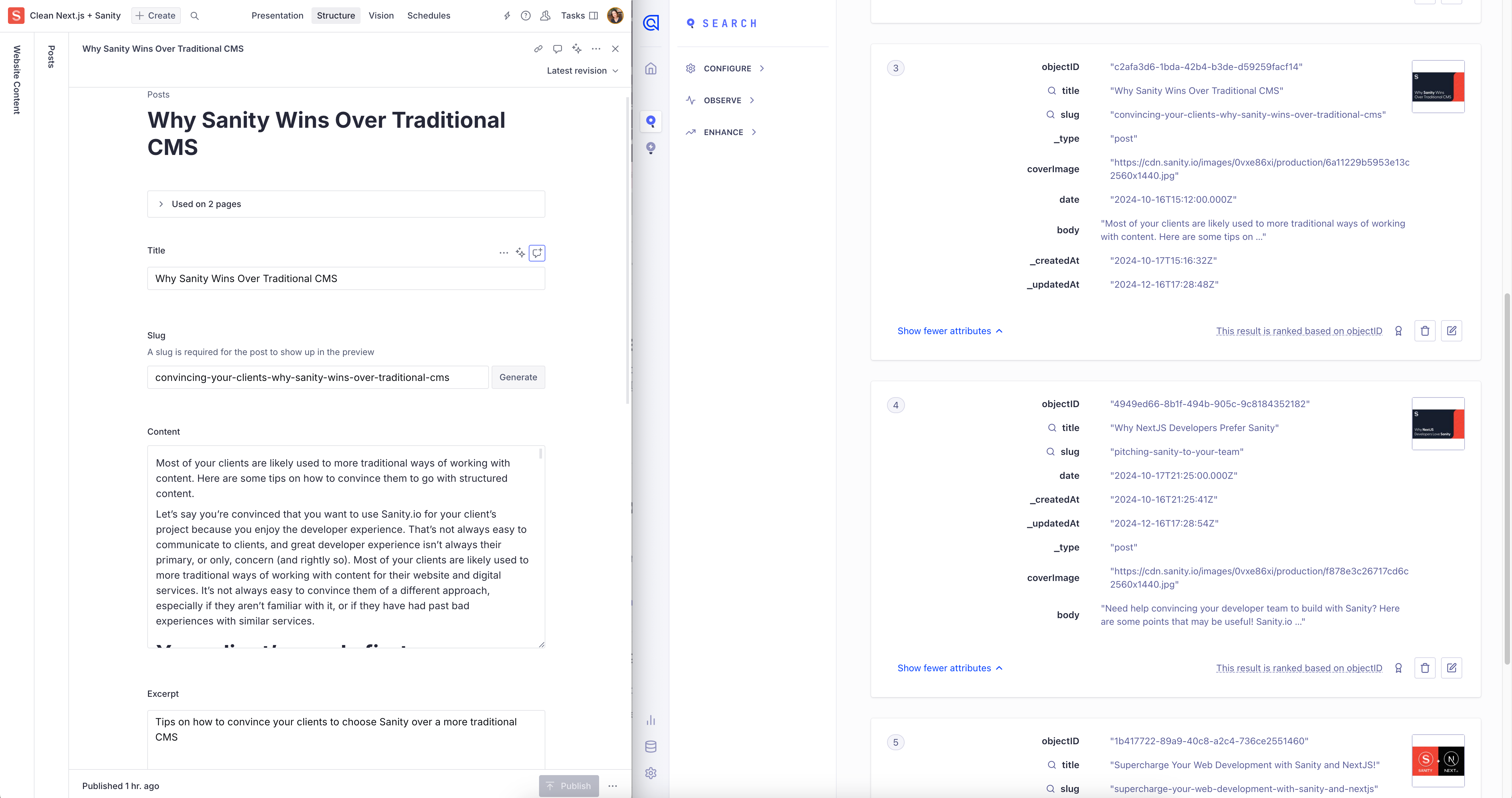 Sanity+Algolia index