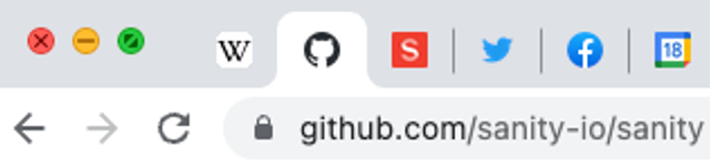A browser tab bar, illustrating the use of favicons