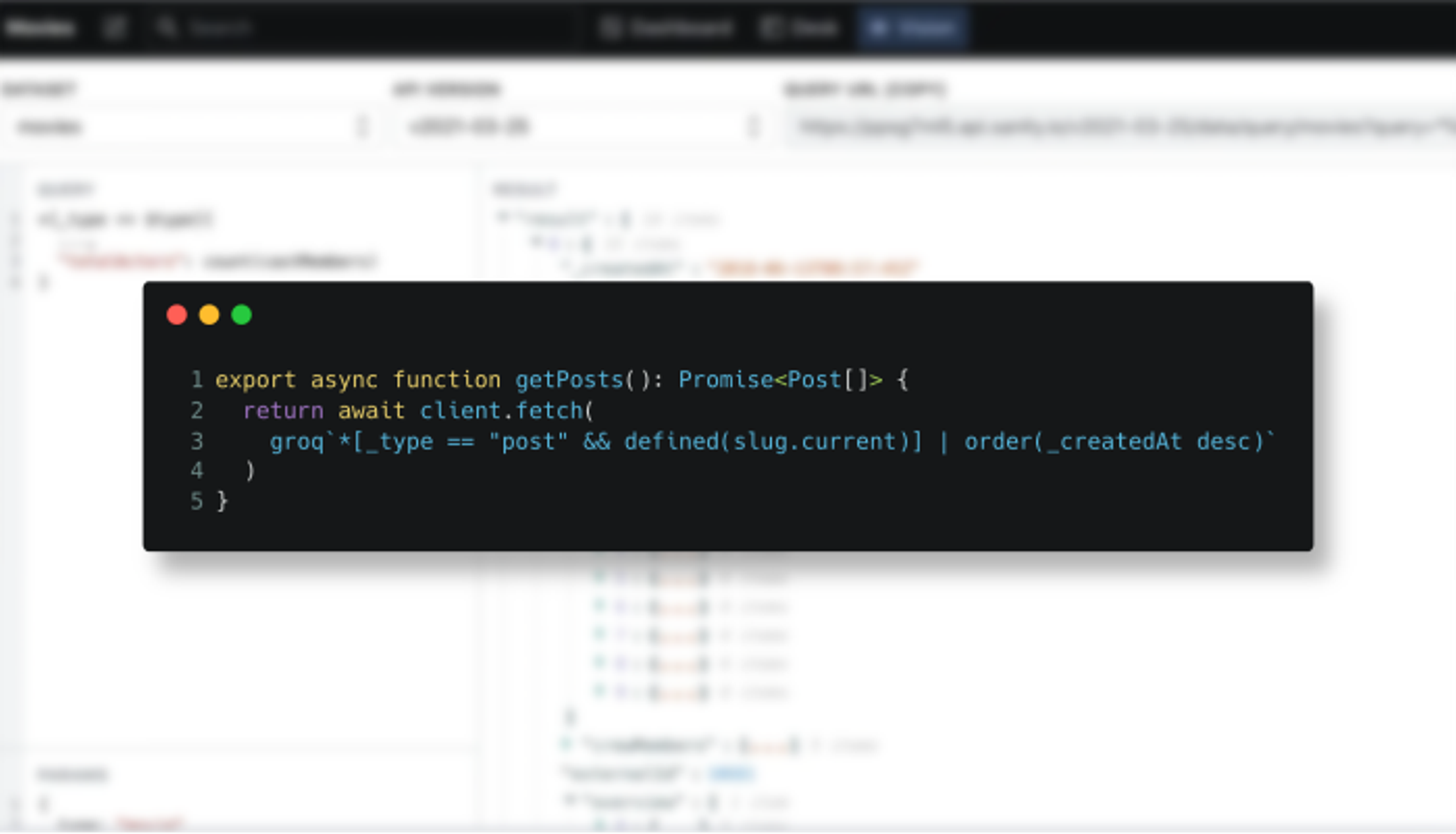 a screenshot of a program that says export async function getposts