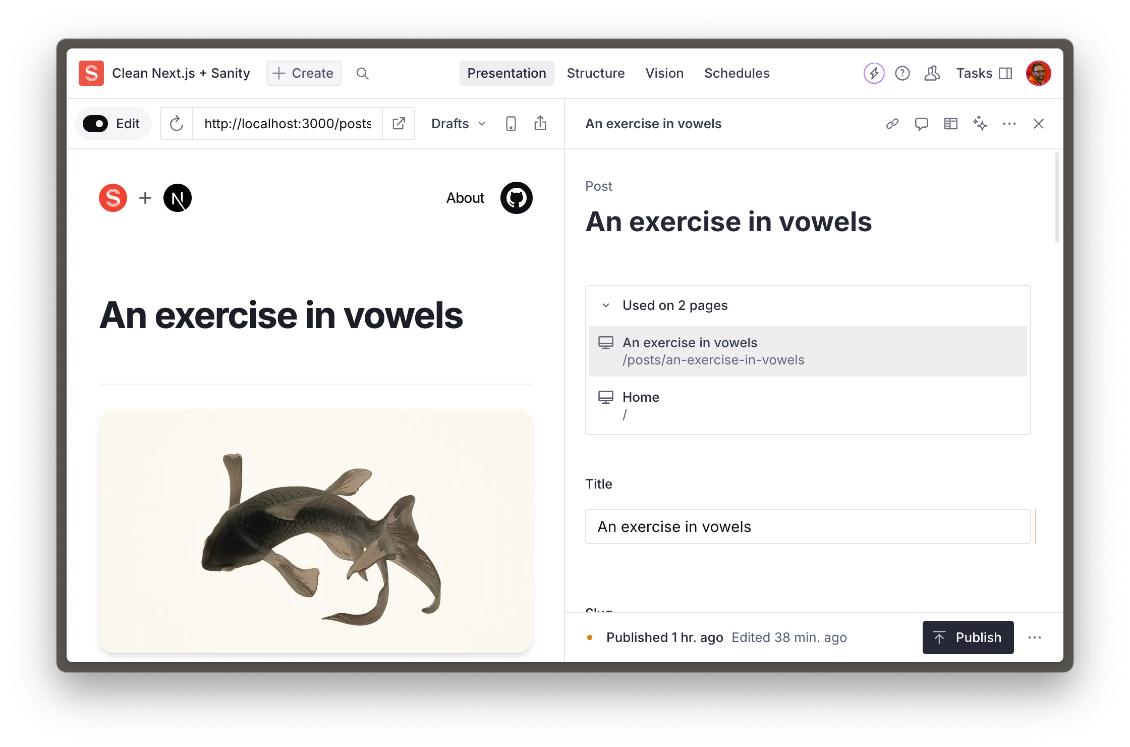 Sanity Studio in a browser window