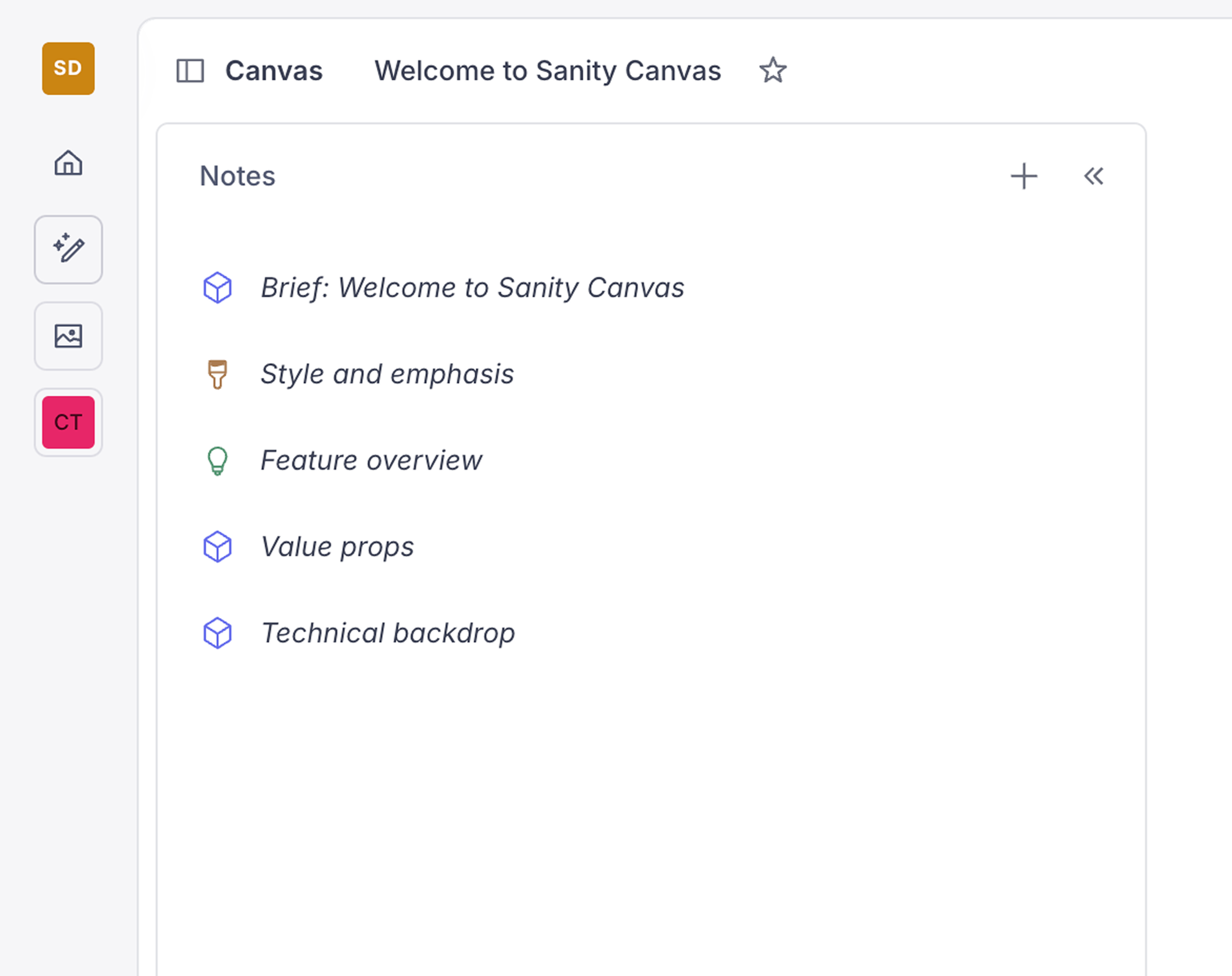 Shows a sidebar with a bunch of notes of every type