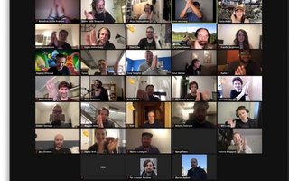 Zoom grid of people at Sanity.io all ahnds