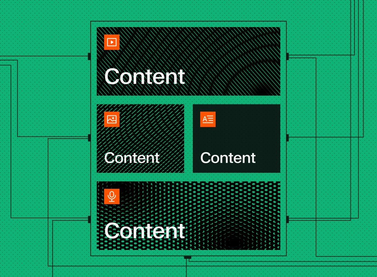 An array of modules with the words content on them.