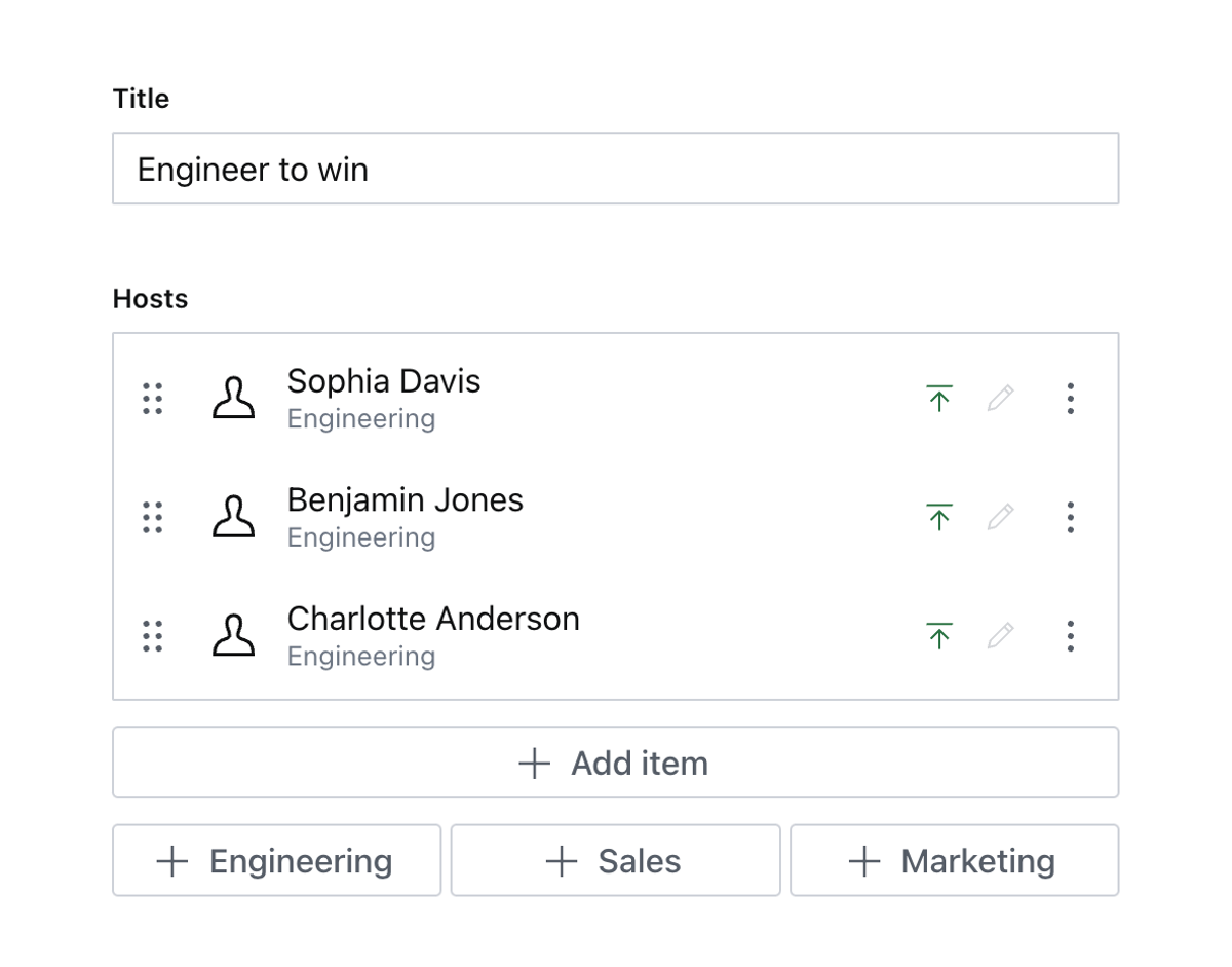 Create an array input field with selectable templates | Sanity Docs