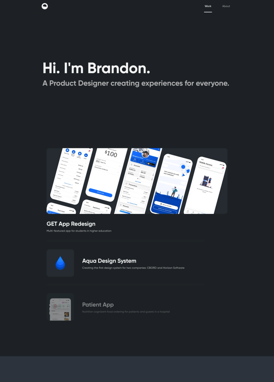The frontpage of Brandon Moore’s portfolio The frontpage of Brandon Moore’s portfolio
