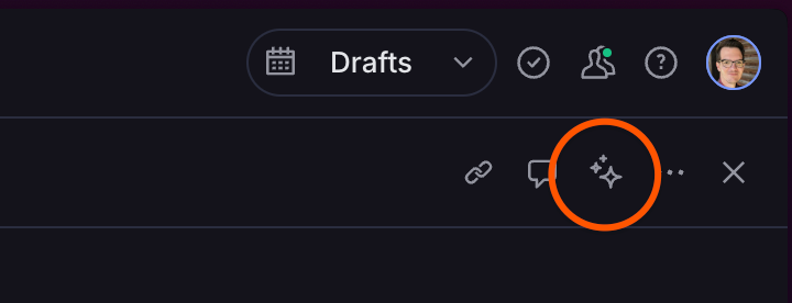 select the sparkle AI assist icon