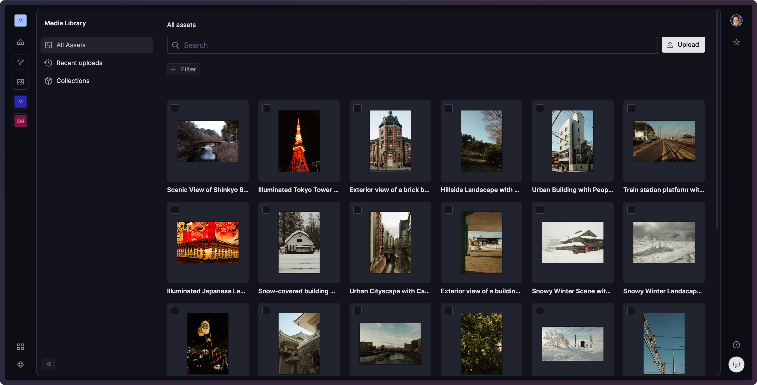 a screenshot of a media library showing various images