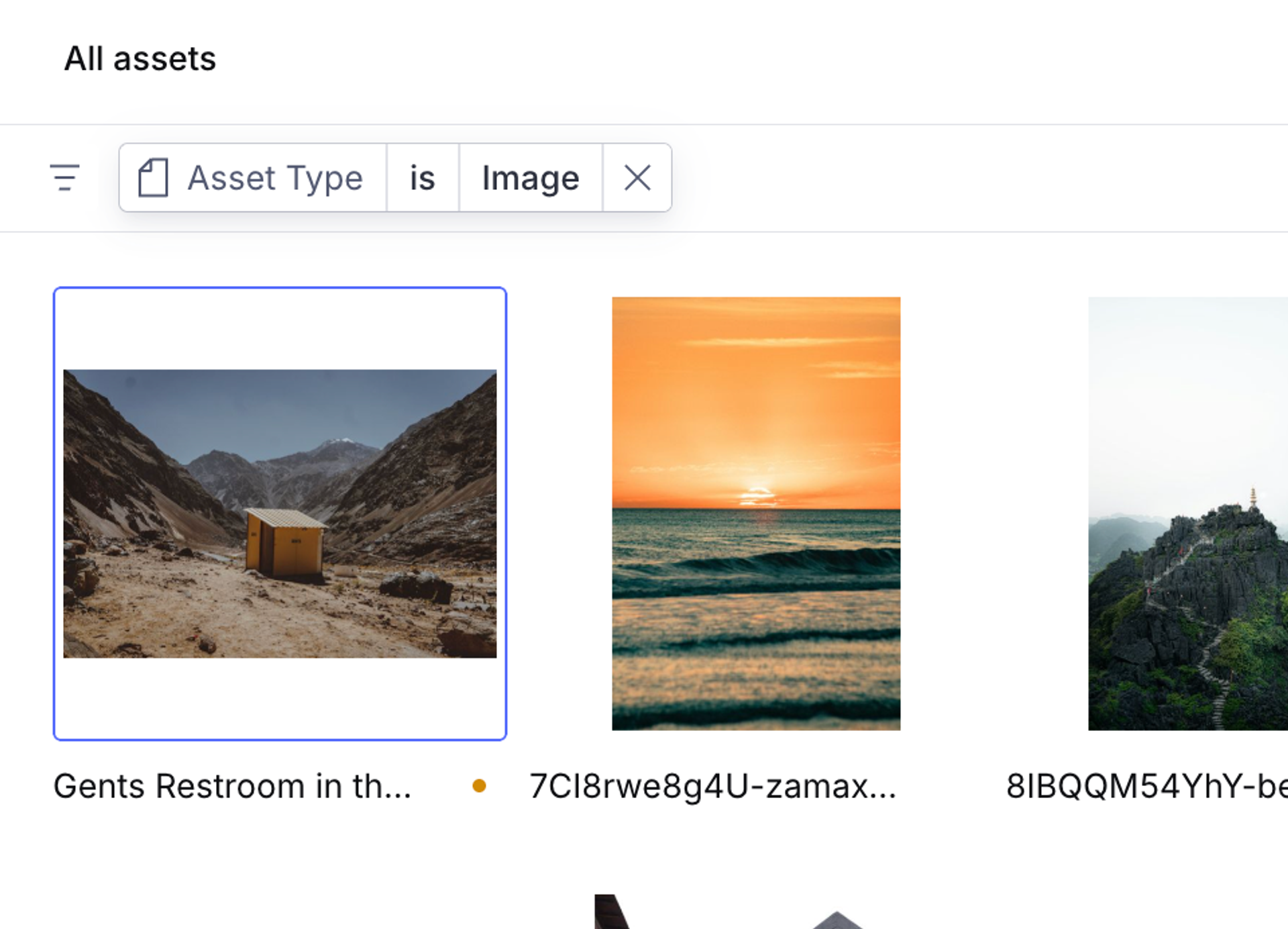 A screenshot of the Media Library asset list with a draft indicator visible