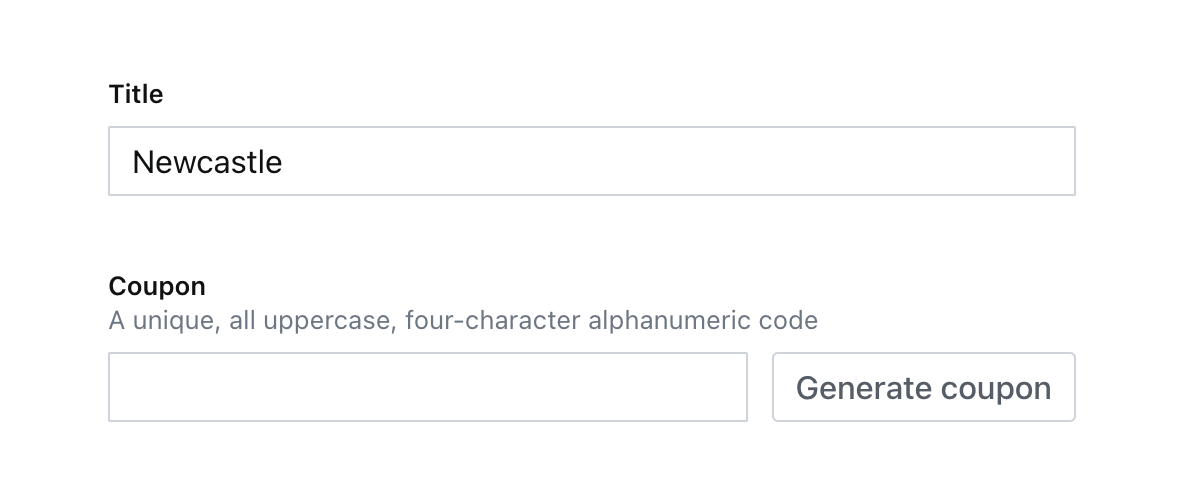 The coupon string field now has a custom button