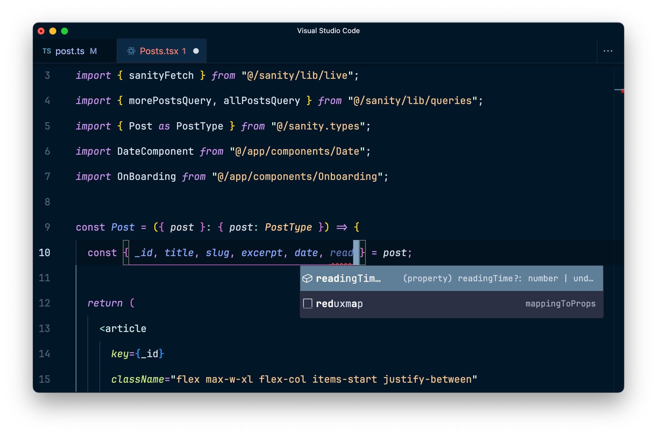Code showing accessing a value from an object in TypeScript