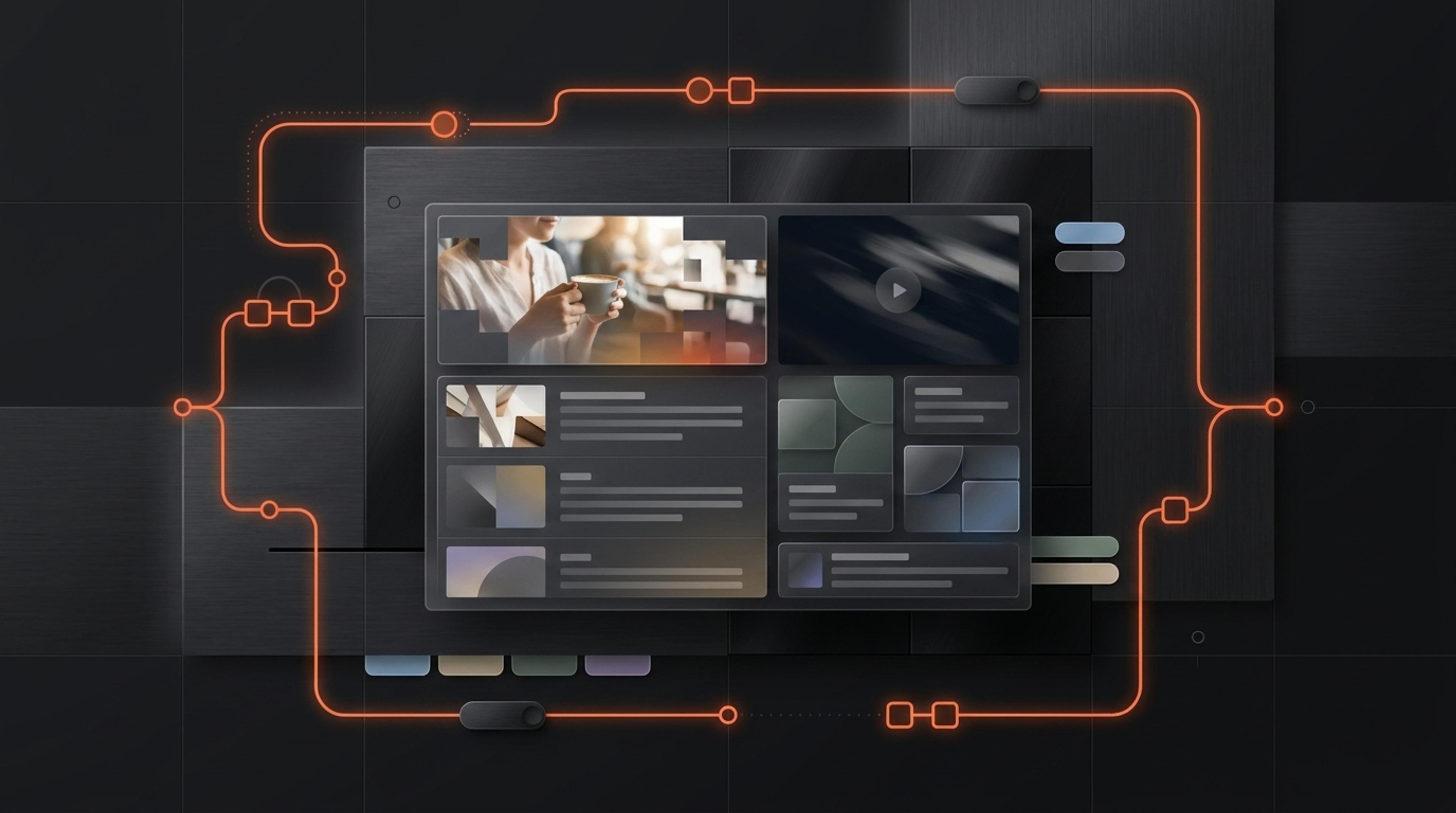 Structured Sanity content remains central while one workflow coordinates decisions, parallel activity, automation, and history around it.