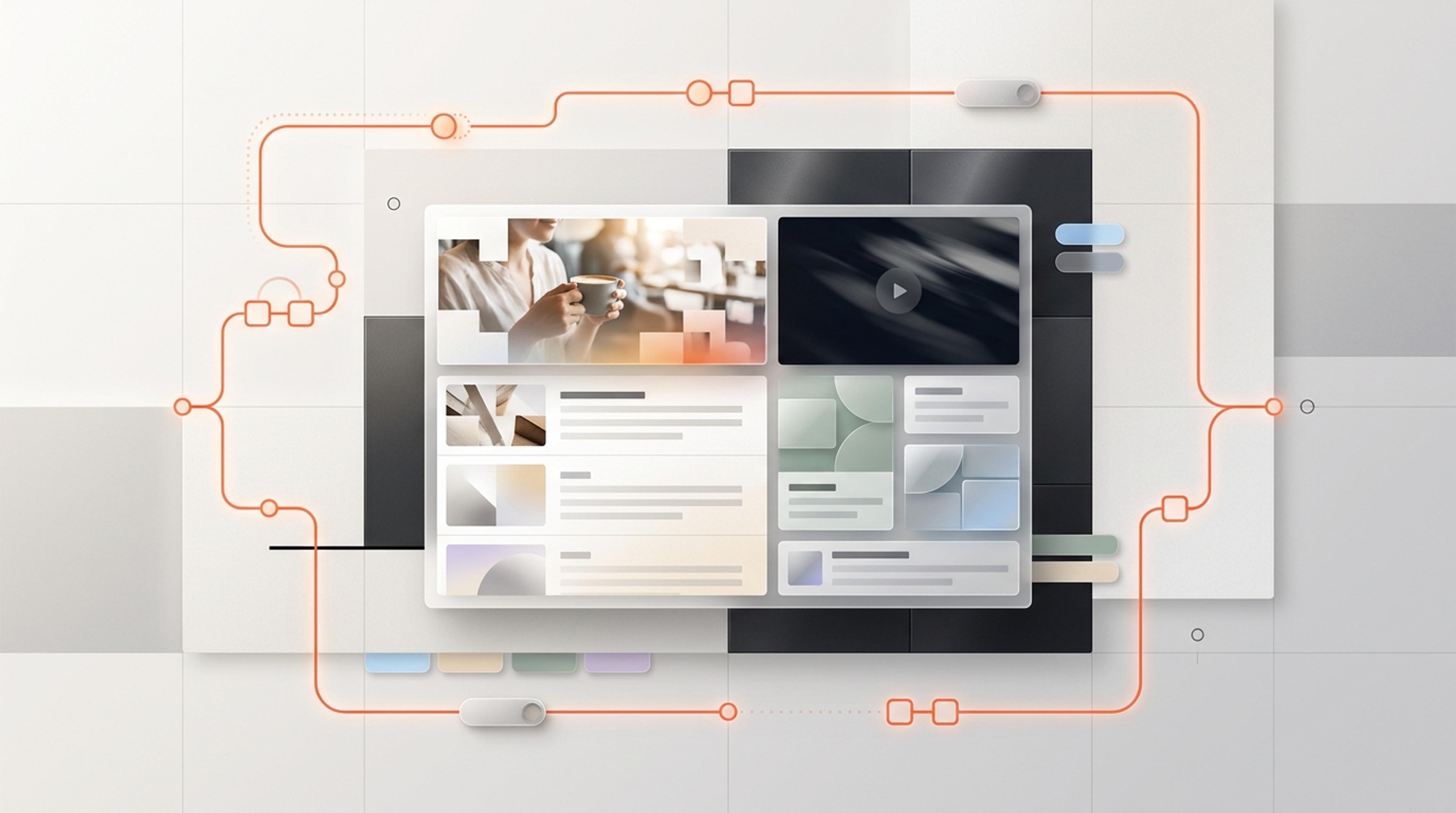 Structured Sanity content remains central while one workflow coordinates decisions, parallel activity, automation, and history around it.