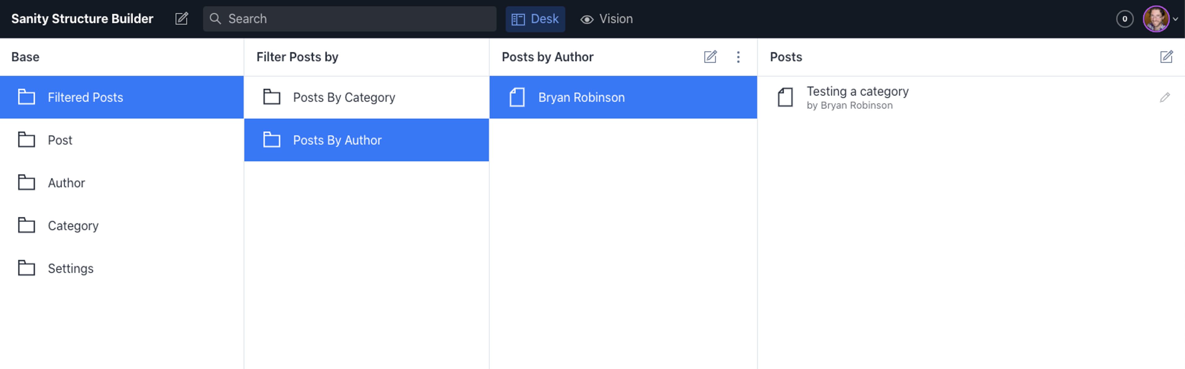 A group of documents with Bryan Robinson as the author, grouped by our new filter.