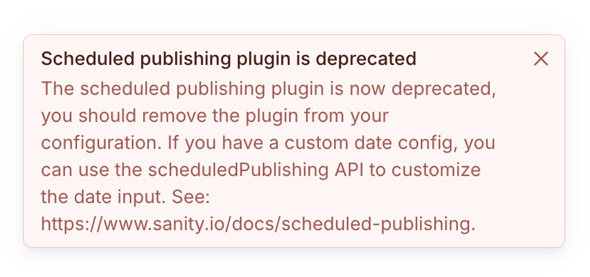 Shows an in-studio alert about the plugin deprecation