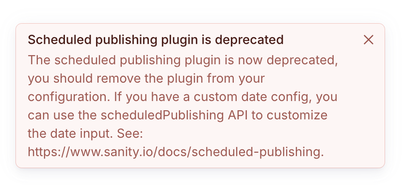 Shows an in-studio alert about the plugin deprecation