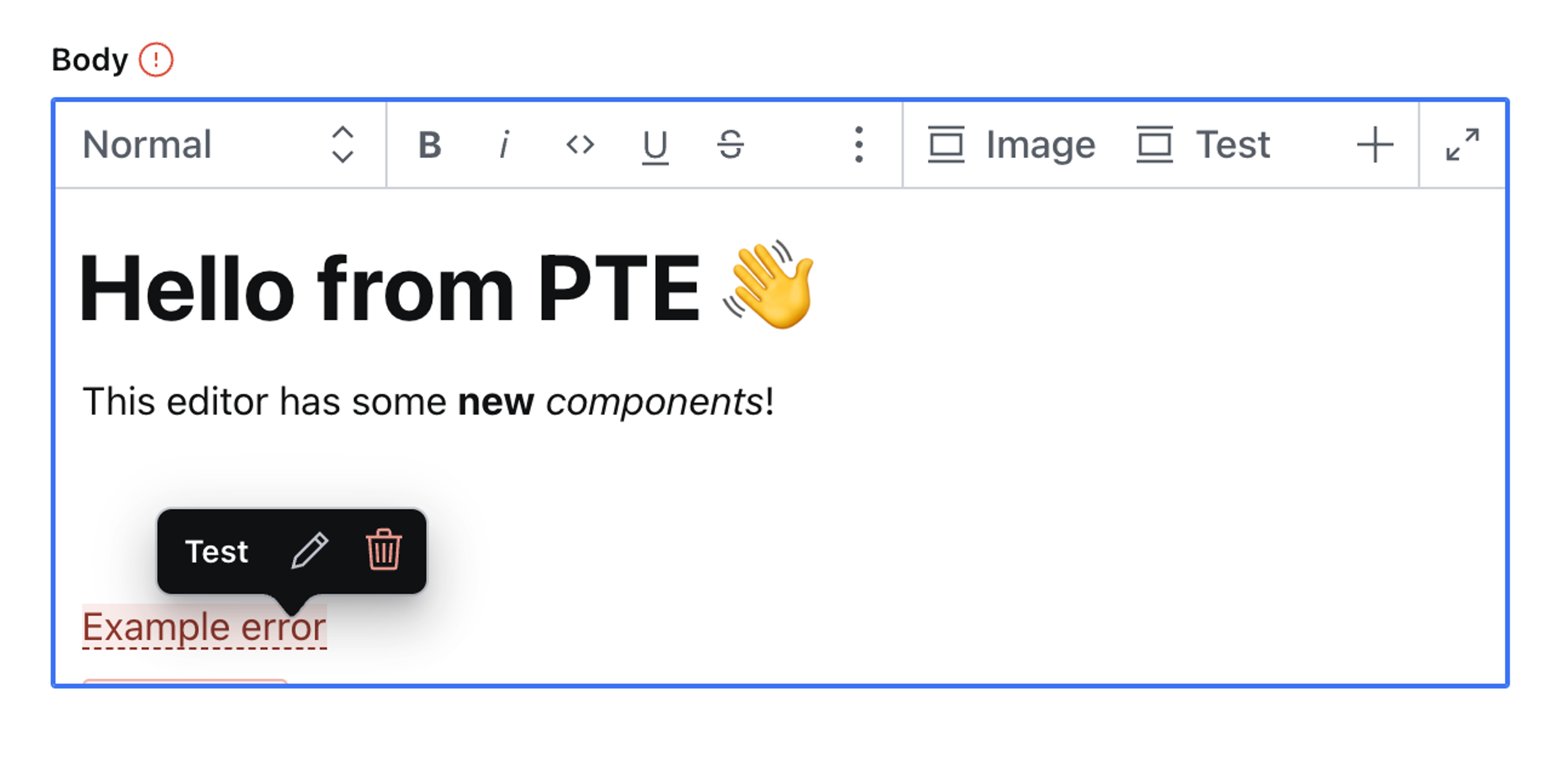 Shows new version of editor