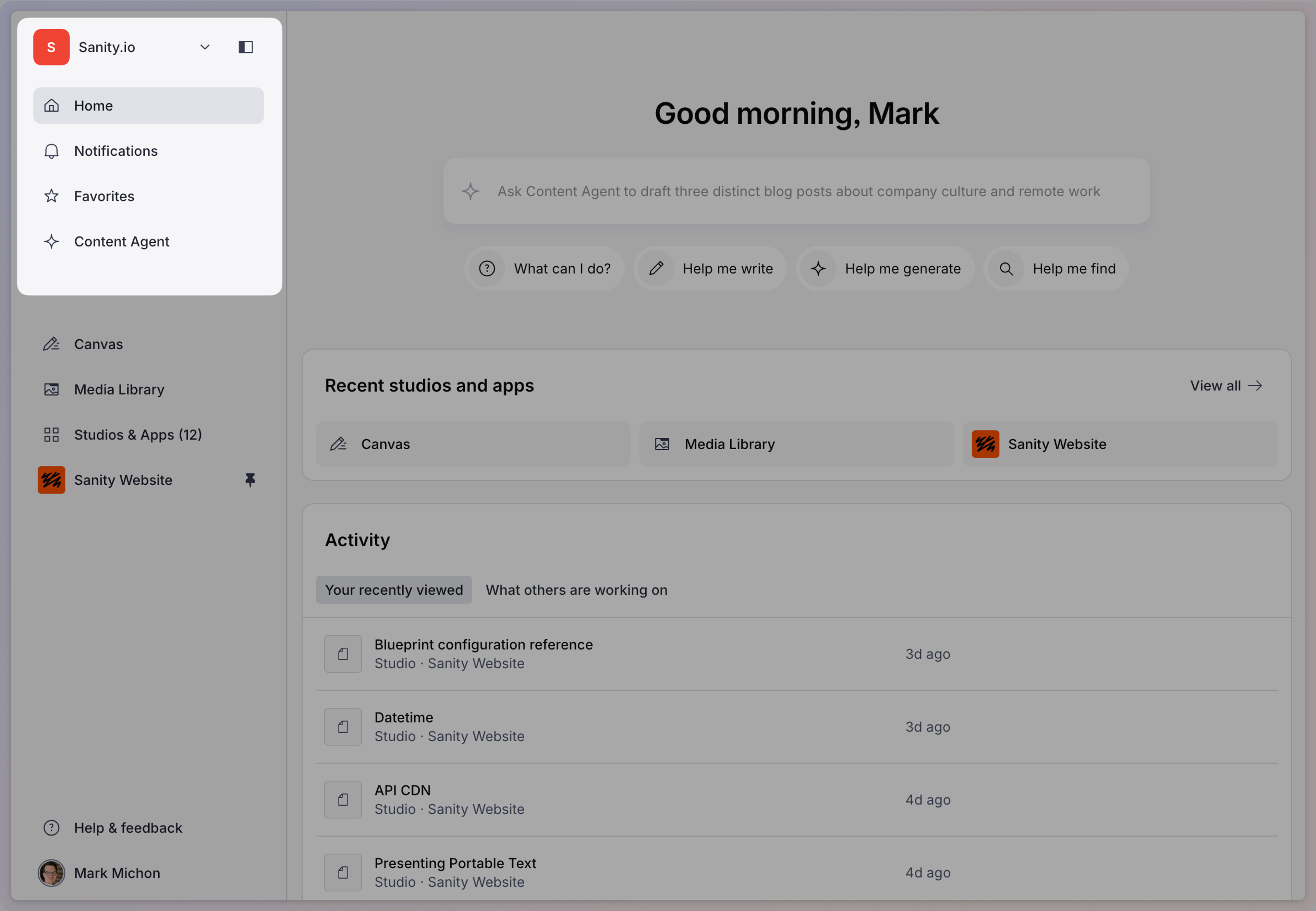 Dashboard with navigation highlighted