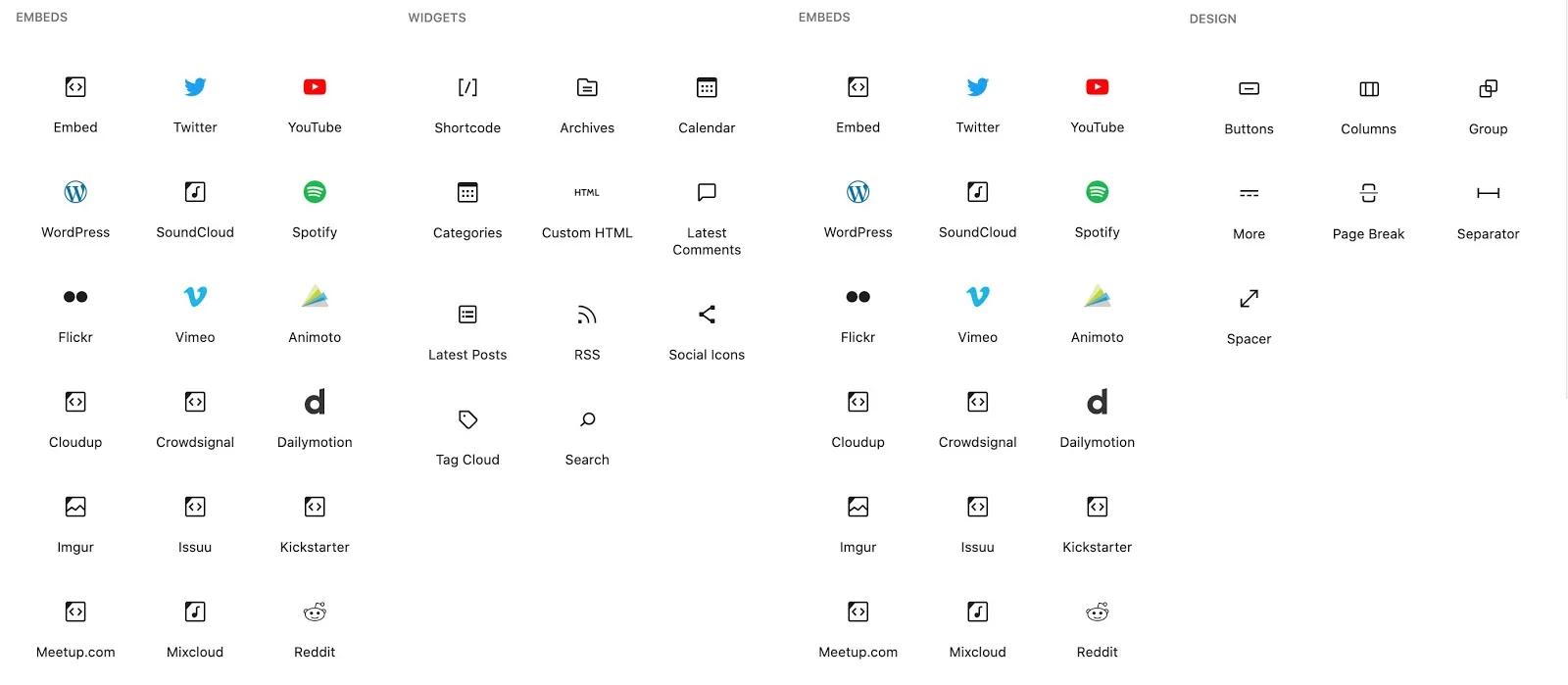 Screenshot of a library of tools downloaded on Wordpress