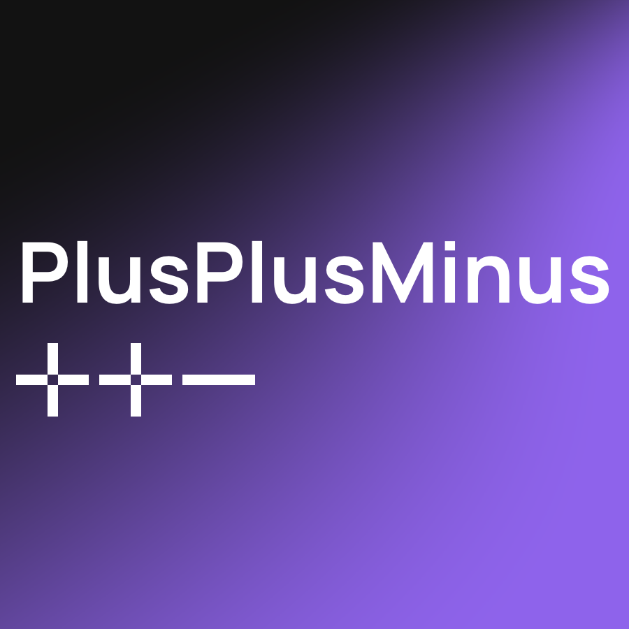 a logo for plusplus minus with a purple background