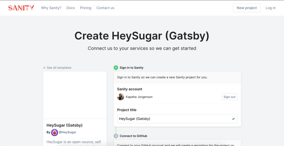 Sanity Starter view of HeySugar starter template Sanity Starter view of HeySugar starter template