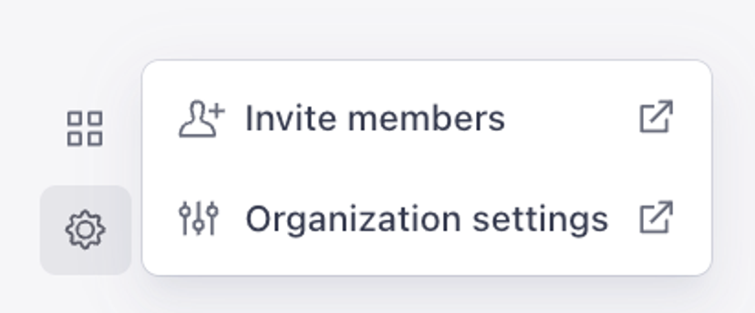 a button that says invite members and organization settings