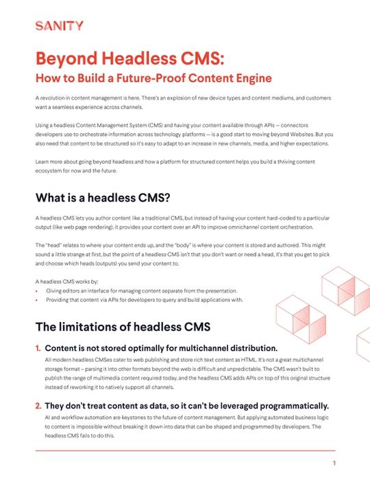 Front page of Sanity's 5 ways to increase content velocity white paper