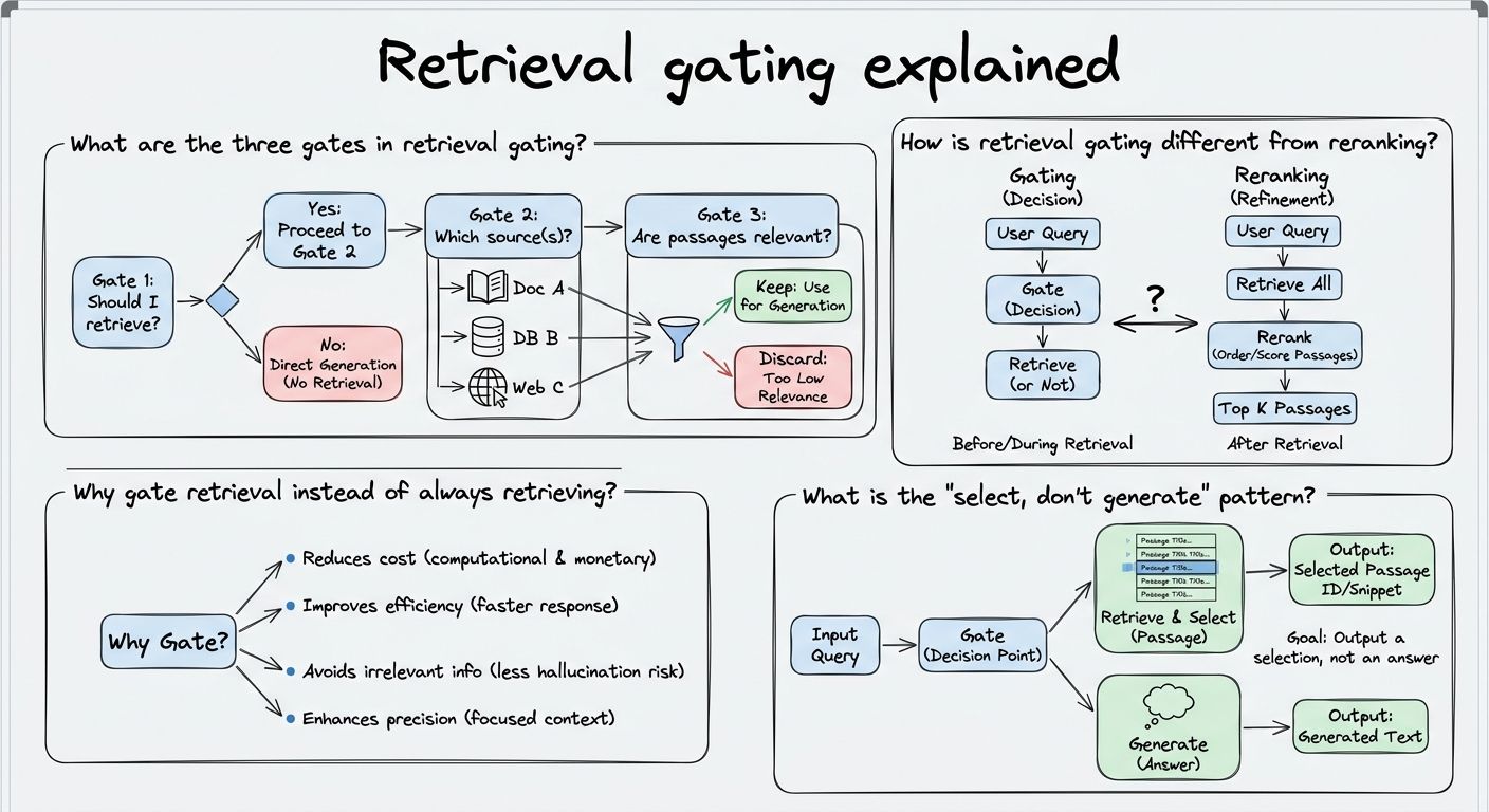 A diagram explaining Retrieval gating in terms of related concepts.