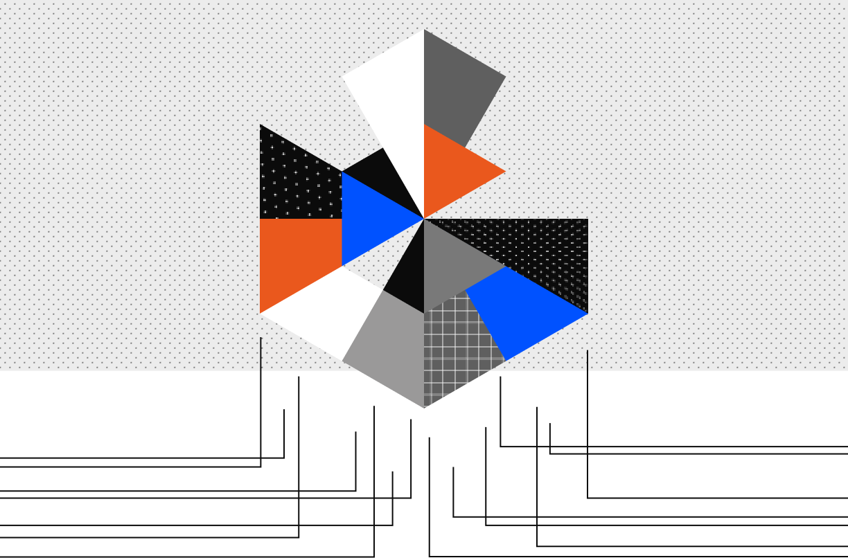 a colorful geometric shape with a white background