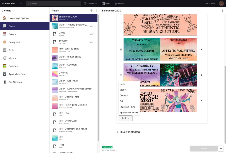Th Beloved Present’s studio with a page builder Th Beloved Present’s studio with a page builder