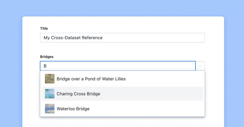 Shows input for cross-dataset references