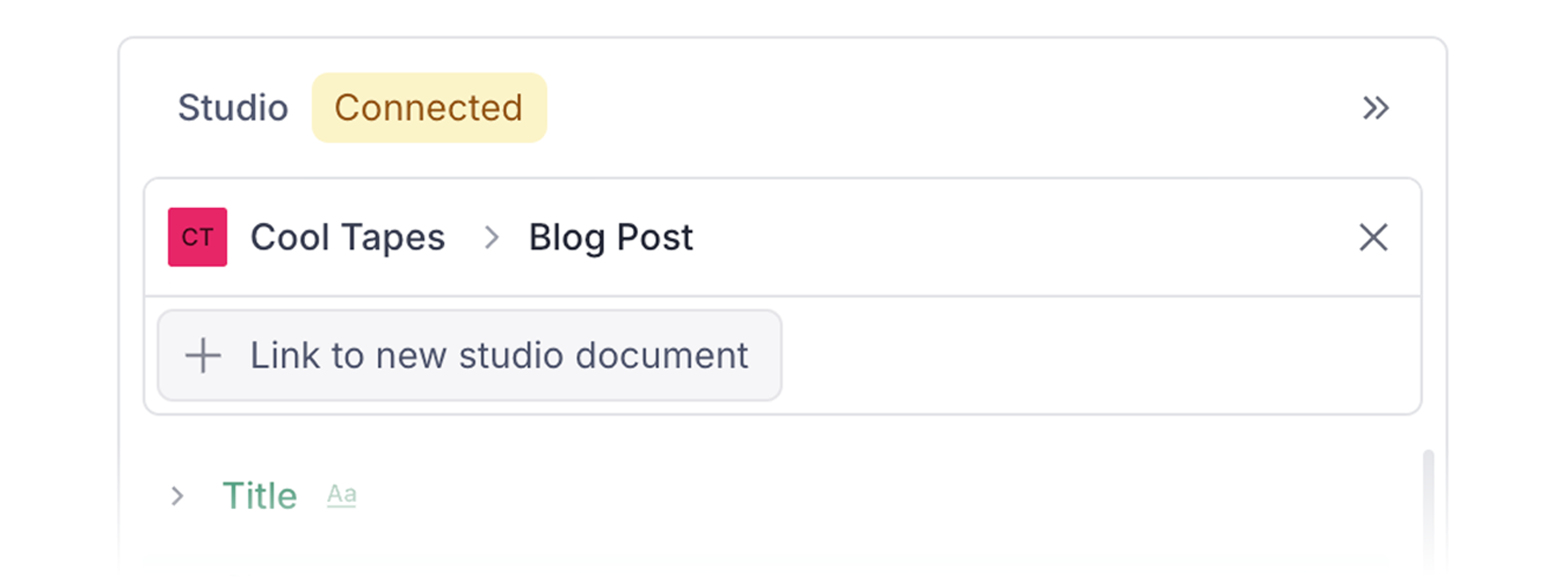 The link to new studio document button in the studio panel