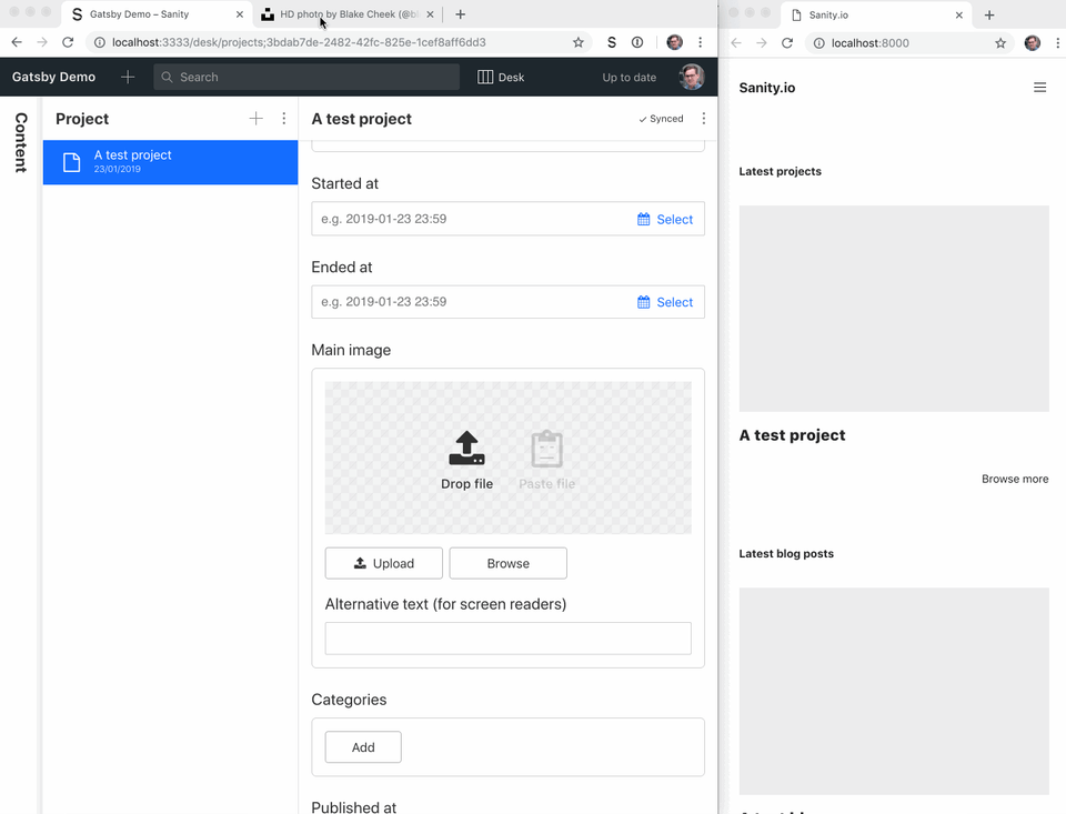 Demonstrating wath mode in the gatsby source sanity plugin Demonstrating wath mode in the gatsby source sanity plugin