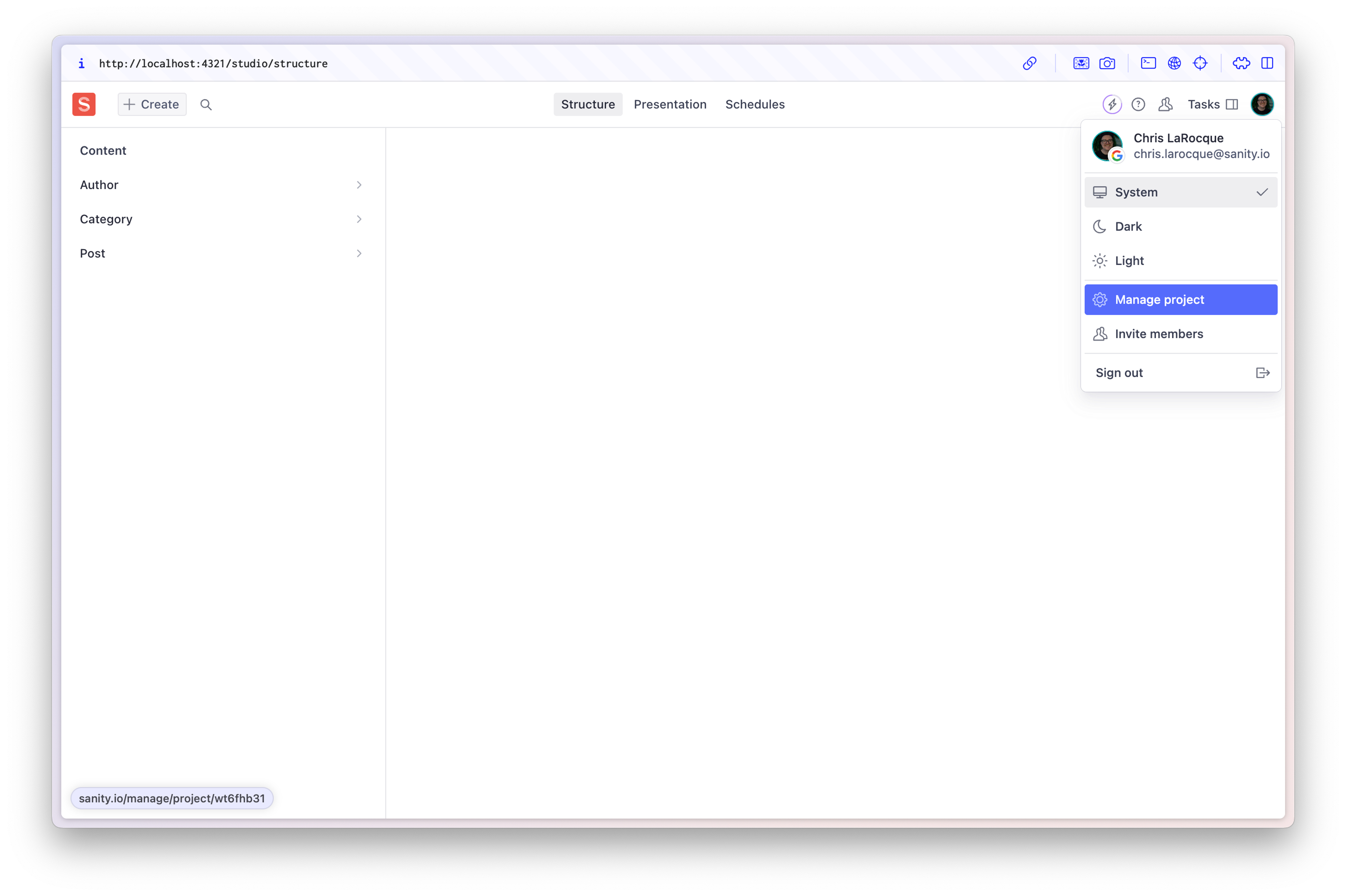 Select "manage project" from this drop down