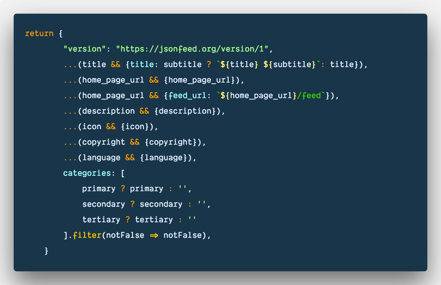 How to conditionally build an javascript object with features in ES6
