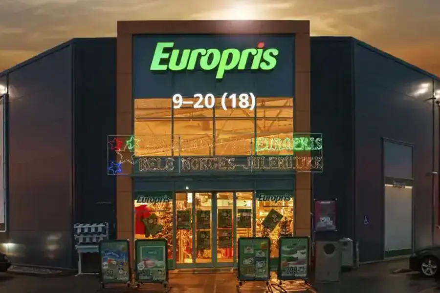 Fasaden til en Europris butikk