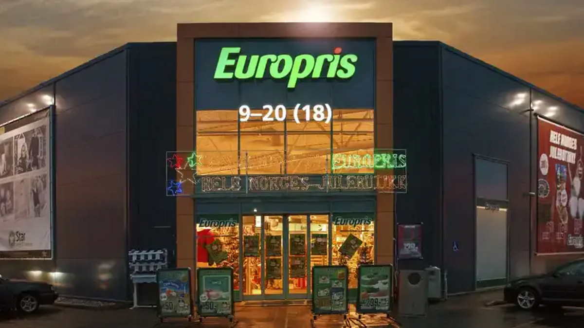 Fasaden til en Europris butikk