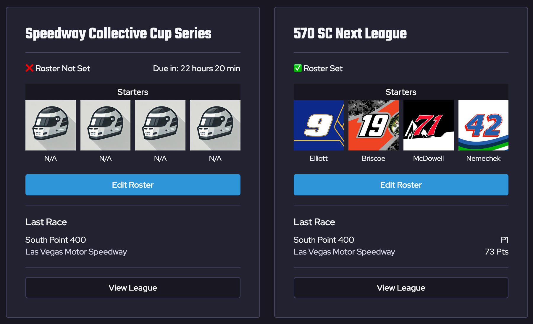 New leagues view