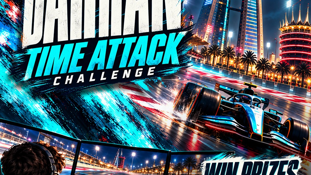 Poster Bahrain Time Attack Challenge di Race.inc dengan informasi hadiah voucher