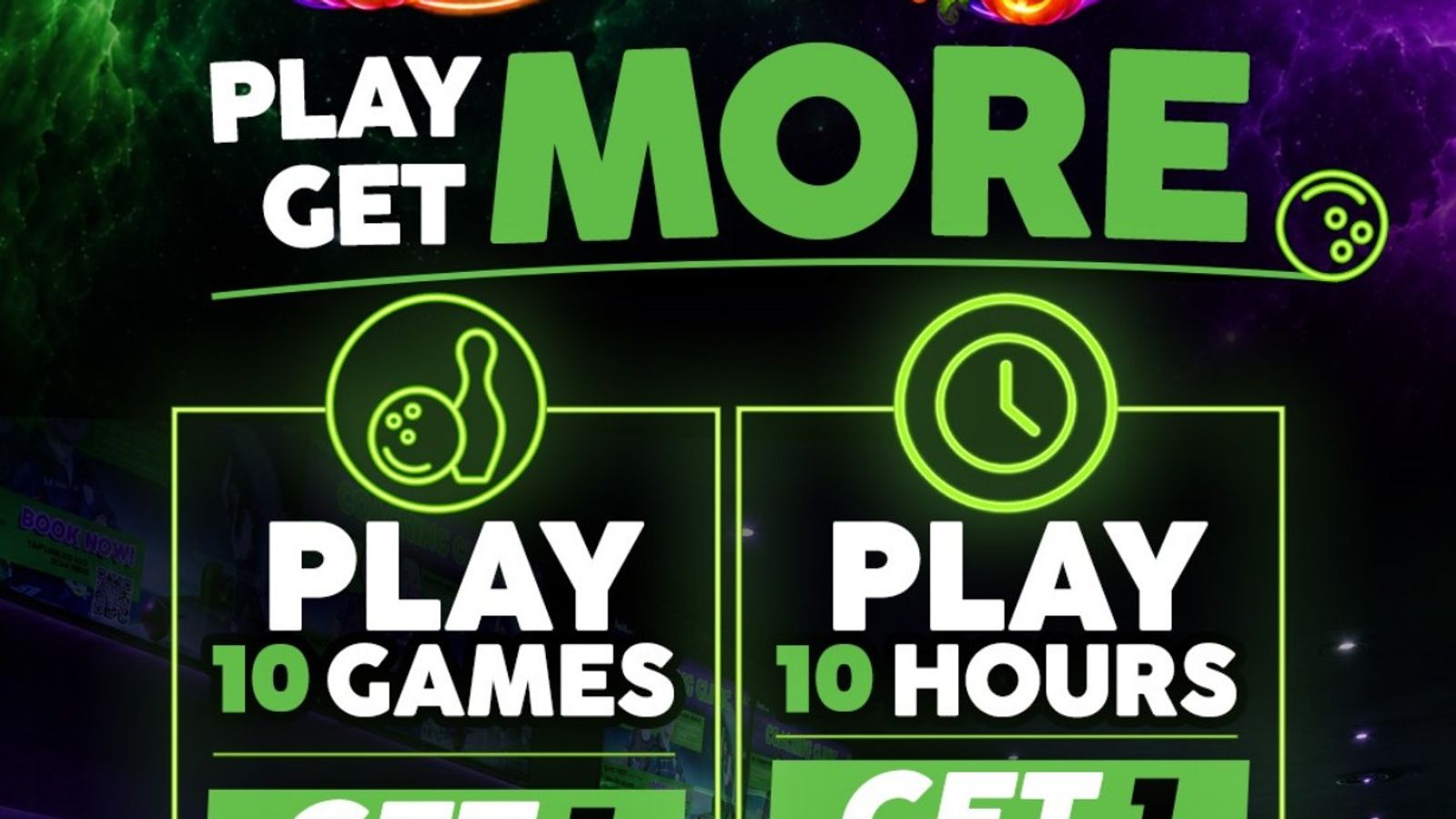 Poster resmi Playtober Bowl.inc dengan rincian bonus game, jam bermain, dan stamps
